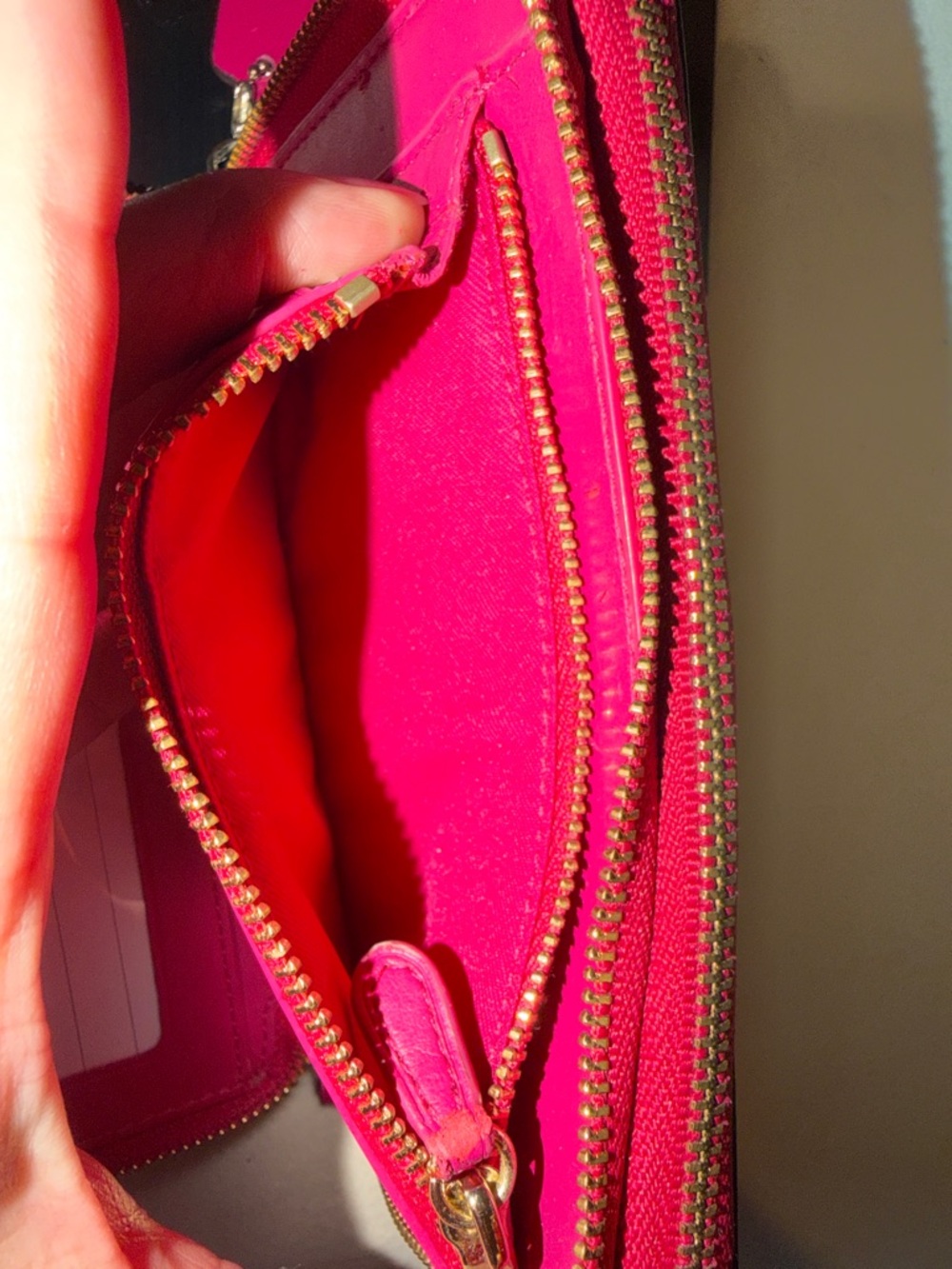 Coach Hot Pink Double Zip Leather Wallet with Gold Hardware - Picture 7 of 8